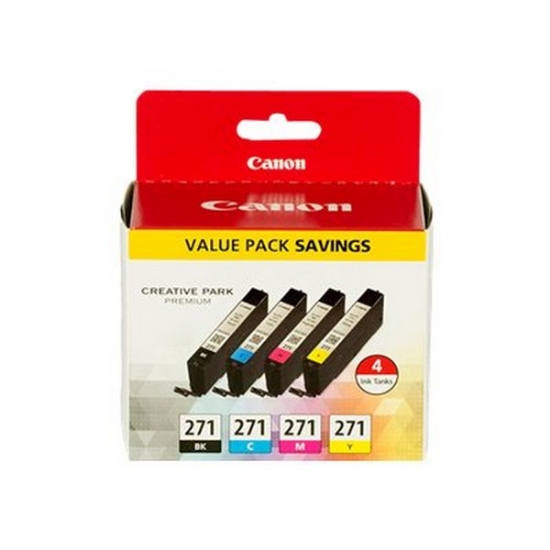 Picture of Canon 0390C005 (CLI-271, 0390C001AA, 0391C001AA, 0392C001AA, 0393C001AA) Black, Cyan, Magenta, Yellow Ink Tanks (4 pack)