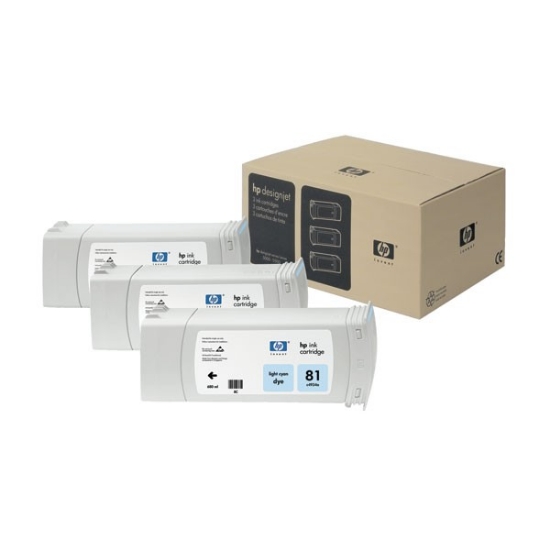 Picture of HP C5070A (HP 81) OEM Light Cyan Dye (3-Ink Multipack)