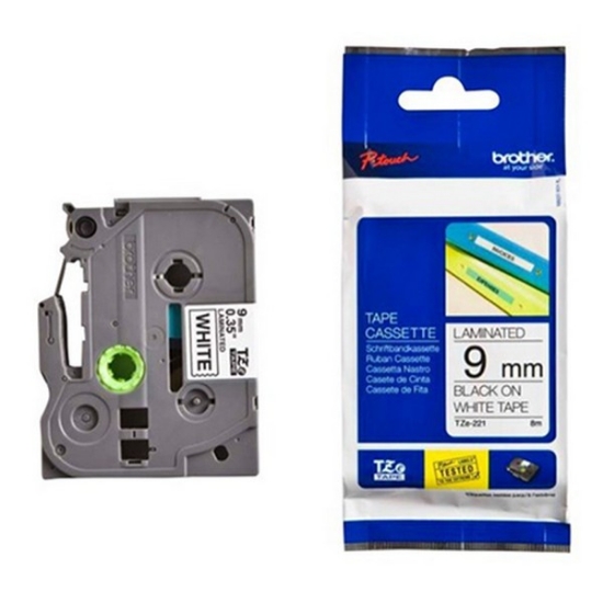 Picture of Tze Standard Adhesive Laminated Labeling Tape, 0.35" X 26.2 Ft, Black On White