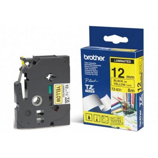 Picture of Tze Standard Adhesive Laminated Labeling Tape, 0.47" X 26.2 Ft, Black On Yellow