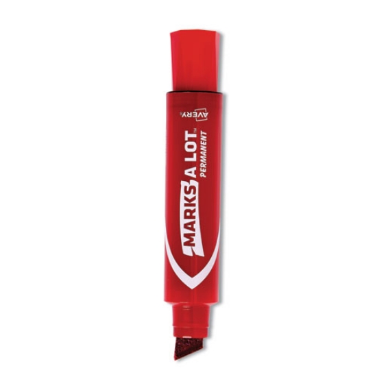 Picture of Marks A Lot Extra-Large Desk-Style Permanent Marker, Extra-Broad Chisel Tip, Red (24147)