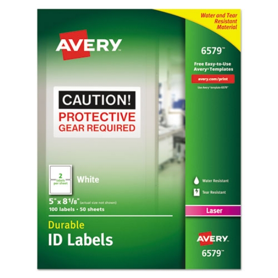Picture of Durable Permanent Id Labels With Trueblock Technology, Laser Printers, 5 X 8.13, White, 2/sheet, 50 Sheets/pack