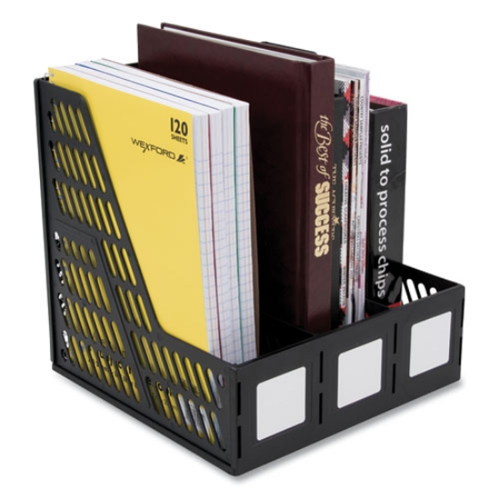 Picture of Literature File, Three Slots, 10 x 10 x 10.25, Black