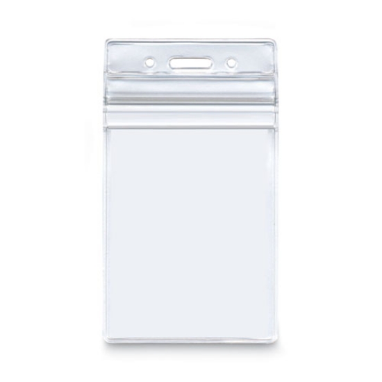 Picture of Resealable ID Badge Holders, Vertical Orientation, Transparent Frost 2.68" x 5" Holder, 2.38" x 3.75" Insert, 50/Pack