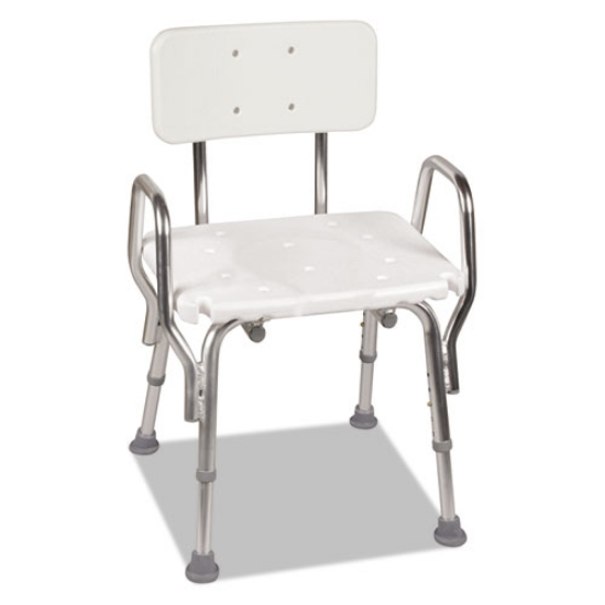 Picture of Shower Chair, Supports Up To 350 Lb, 16" To 20" Seat Height, White/silver