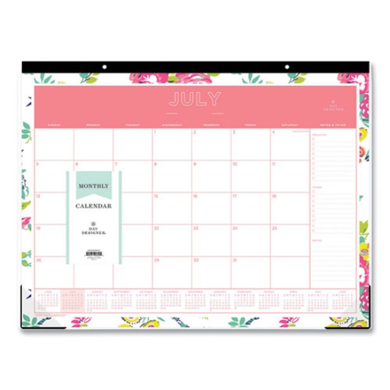 Picture of Day Designer Peyton Academic Desk Pad, Floral Artwork, 22 x 17, Black Binding, Clear Corners, 12-Month (July-June): 2023-2024