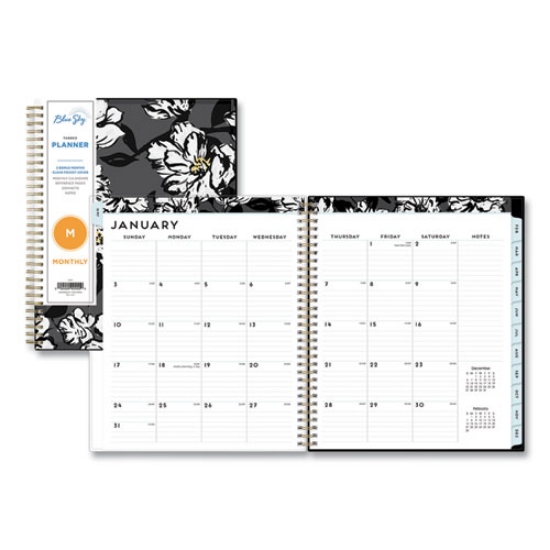 Picture of Baccara Dark Monthly Planner, Baccara Dark Floral Artwork, 10 x 8, Gray/Black/Gold Cover, 12-Month (Jan to Dec): 2024