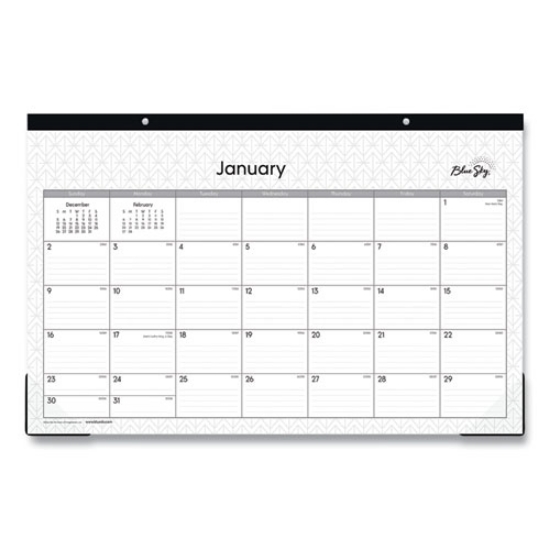 Picture of Enterprise Desk Pad, Geometric Artwork, 17 x 11, White/Gray Sheets, Black Binding, Clear Corners, 12-Month (Jan-Dec): 2024