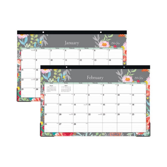 Picture of Sophie Desk Pad, Sophie Floral Artwork,17 x 11, Multicolor Sheets,Black Binding, Clear Corners,12-Month (Jan-Dec): 2024