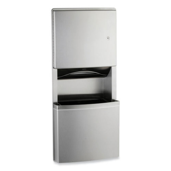 Picture of Contura SeriesRecessed Paper Towel Dispenser/Waste Receptacle with TowelMate/LinerMate, 12.75x5.51x28, Satin Stainless Steel