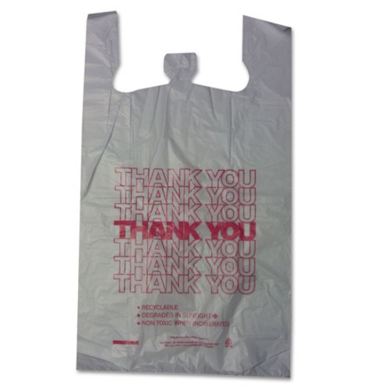 Picture of Thank You High-Density Shopping Bags, 18" X 30", White, 500/carton