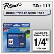 Picture of Tze Standard Adhesive Laminated Labeling Tape, 0.23" X 26.2 Ft, Black On Clear