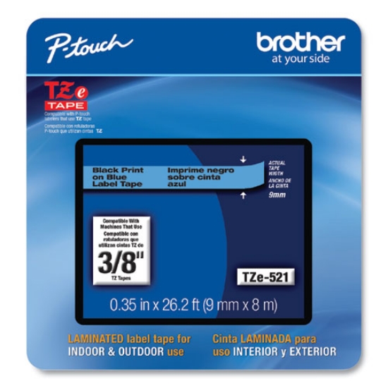 Picture of Tze Laminated Removable Label Tapes, 0.35" X 26.2 Ft, Black On Blue