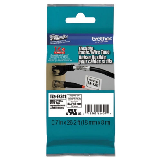 Picture of Tze Flexible Tape Cartridge For P-Touch Labelers, 0.7" X 26.2 Ft, Black On White