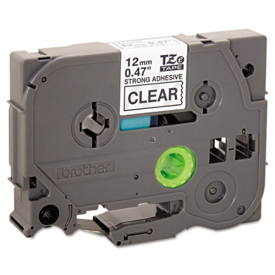 Picture of Tze Extra-Strength Adhesive Laminated Labeling Tape, 0.47" X 26.2 Ft, Black On Clear