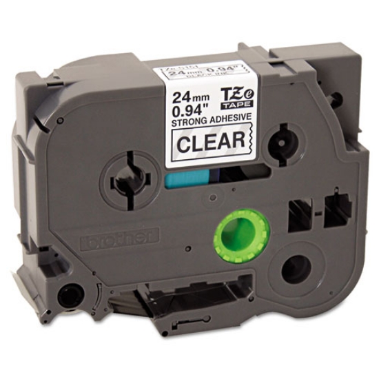 Picture of Tze Extra-Strength Adhesive Laminated Labeling Tape, 0.94" X 26.2 Ft, Black On Clear