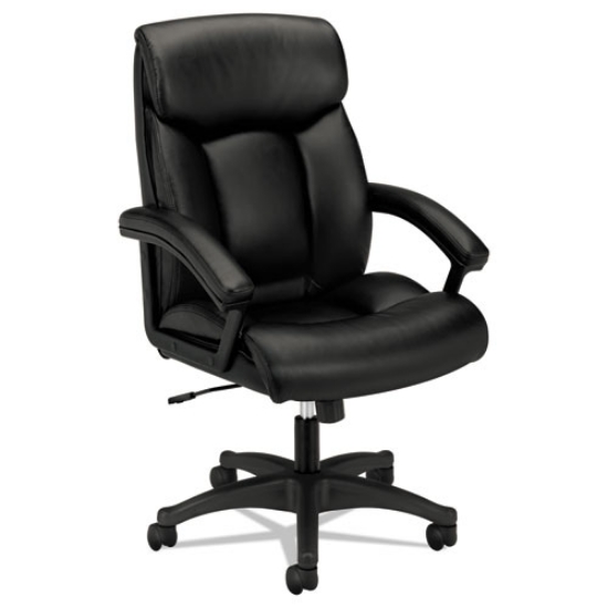 Picture of Hvl151 Executive High-Back Leather Chair, Supports Up To 250 Lb, 17.75" To 21.5" Seat Height, Black