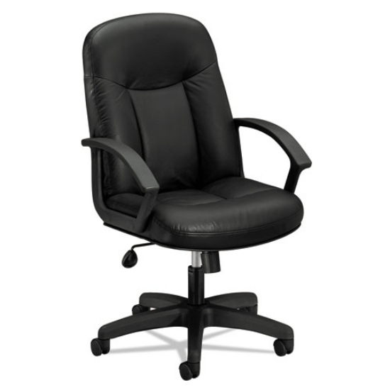Picture of Hvl601 Series Executive High-Back Leather Chair, Supports Up To 250 Lb, 17.44" To 20.94" Seat Height, Black