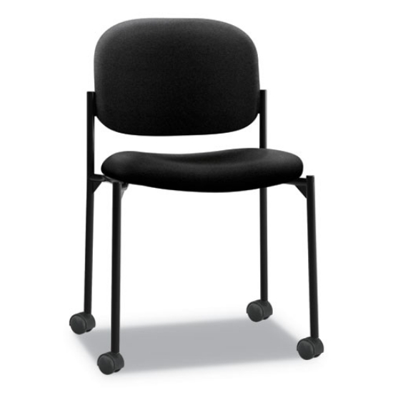 Picture of vl606 stacking guest chair without arms, fabric upholstery, 21.25" x 21" x 32.75", black seat, black back, black base