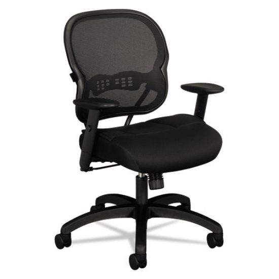 Picture of Wave Mesh Mid-Back Task Chair, Supports Up To 250 Lb, 18" To 22.25" Seat Height, Black