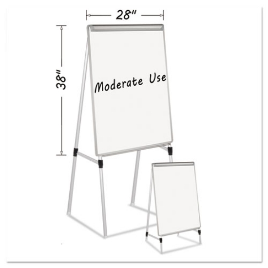 Picture of Silver Easy Clean Dry Erase Quad-Pod Presentation Easel, 45" to 79" High, Silver