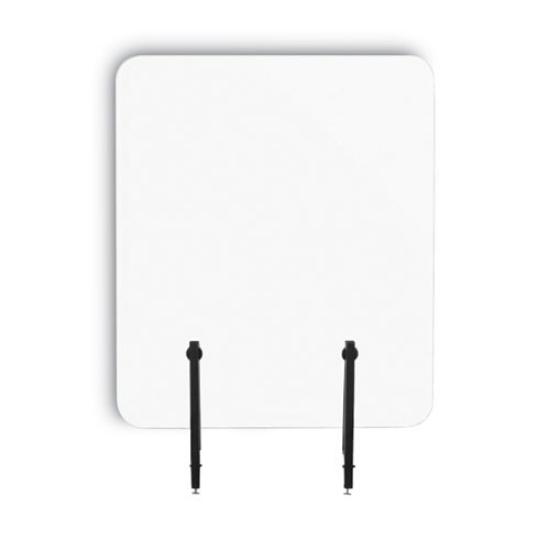 Picture of Protector Series Frameless Glass Desktop Divider, 23.6 X 0.16 X 35.4, Clear/aluminum