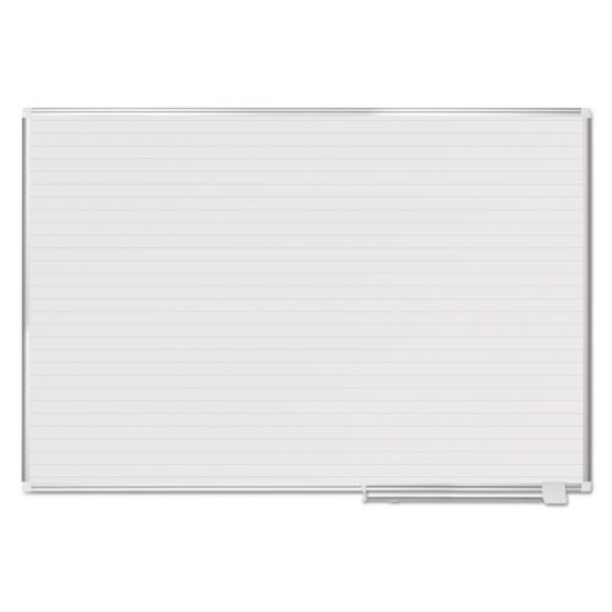 Picture of ruled magnetic steel dry erase planning board, 72 x 48, white surface, silver aluminum frame