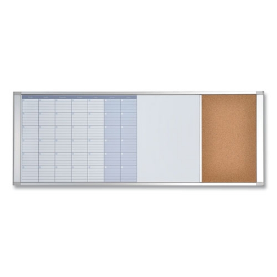 Picture of magnetic calendar combo board, 48 x 18, white surface, aluminum frame