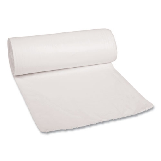 Picture of Low-Density Waste Can Liners, 30 gal, 0.6 mil, 30" x 36", White, 25 Bags/Roll, 8 Rolls/Carton