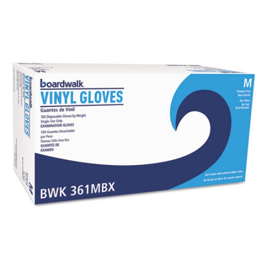 Picture of Exam Vinyl Gloves, Clear, Medium, 3 3/5 Mil, 100/box, 10 Boxes/carton