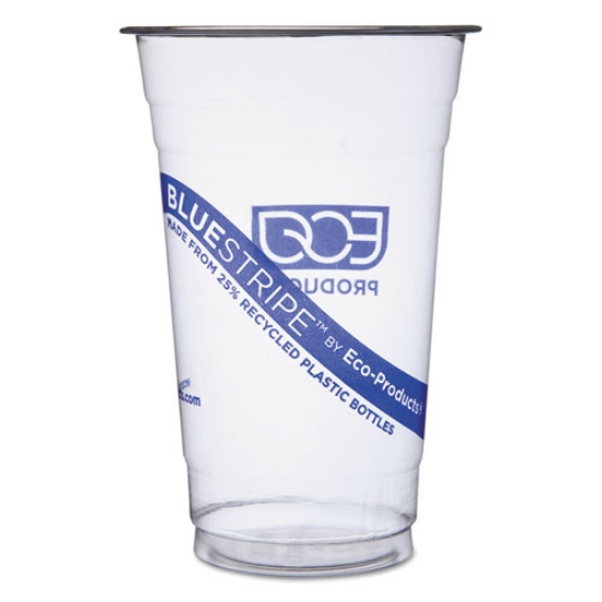 Picture of Bluestripe 25% Recycled Content Cold Cups, 20 Oz, Clear/blue, 1,000/carton
