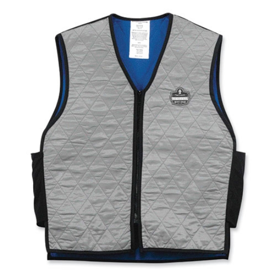 Picture of Chill-Its 6665 Embedded Polymer Cooling Vest with Zipper, Nylon/Polymer, Large, Gray, Ships in 1-3 Business Days