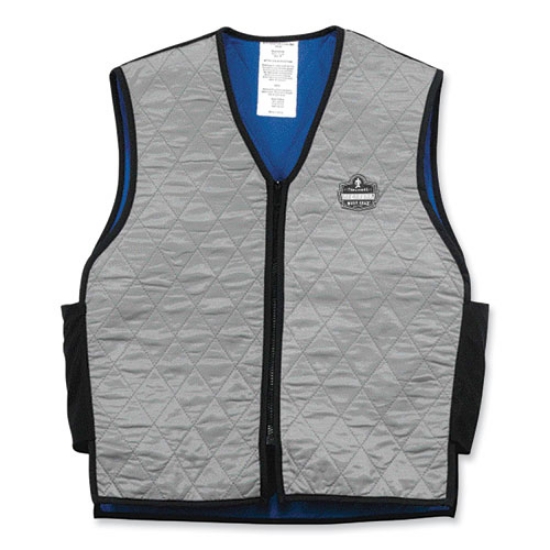 Picture of Chill-Its 6665 Embedded Polymer Cooling Vest with Zipper, Nylon/Polymer, 2X-Large, Gray, Ships in 1-3 Business Days