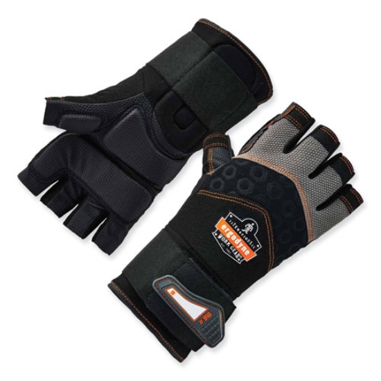Picture of ProFlex 910 Half-Finger Impact Gloves + Wrist Support, Black, Medium, Pair, Ships in 1-3 Business Days