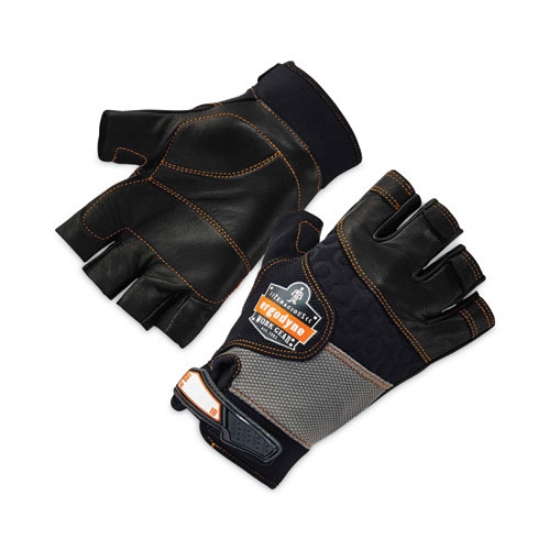 Picture of ProFlex 901 Half-Finger Leather Impact Gloves, Black, 2X-Large, Pair, Ships in 1-3 Business Days