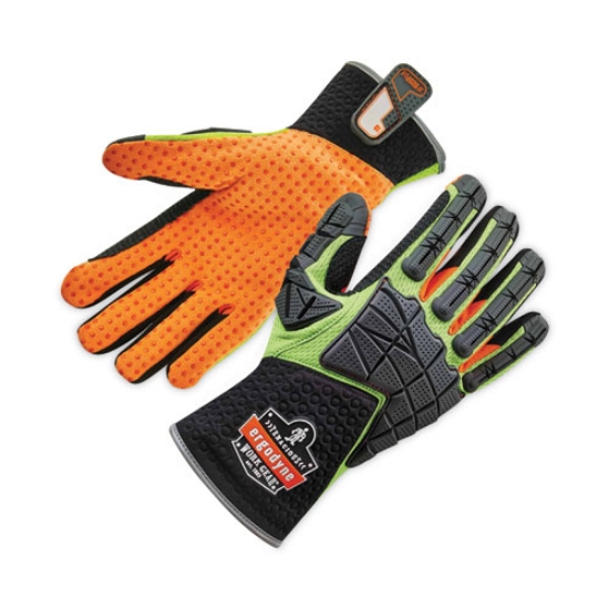 Picture of ProFlex 925F(x) Standard Dorsal Impact-Reducing Gloves, Black/Lime, Large, Pair, Ships in 1-3 Business Days