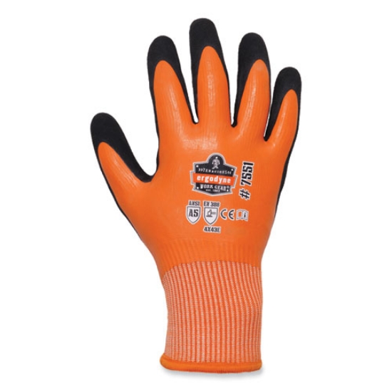 Picture of ProFlex 7551-CASE ANSI A5 Coated Waterproof CR Gloves, Orange, Small, 144 Pairs/Carton, Ships in 1-3 Business Days