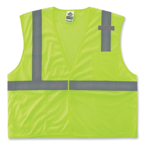 Picture of GloWear 8210HL Class 2 Economy Mesh Hook and Loop Vest, Polyester, X-Small, Lime, Ships in 1-3 Business Days