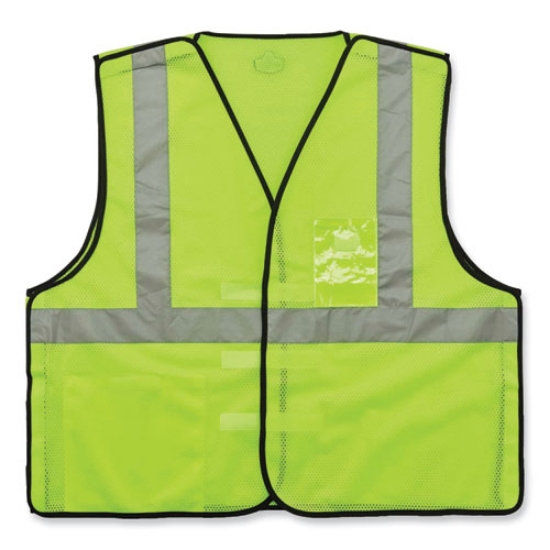 Picture of GloWear 8216BA Class 2 Breakaway Mesh ID Holder Vest, Polyester, 2X-Large/3X-Large, Lime, Ships in 1-3 Business Days