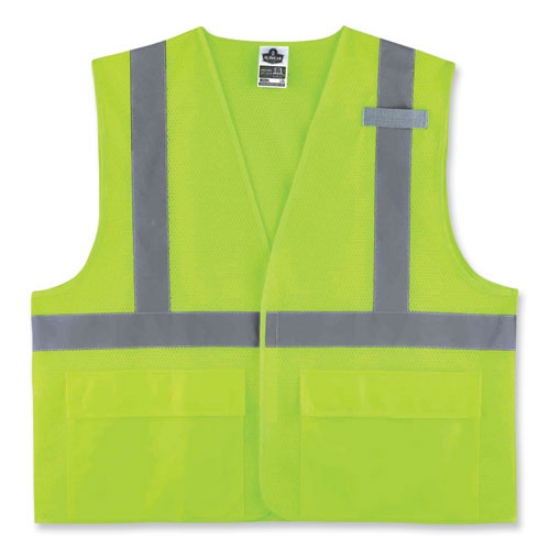 Picture of GloWear 8220HL Class 2 Standard Mesh Hook and Loop Vest, Polyester, 4X-Large/5X-Large, Lime, Ships in 1-3 Business Days