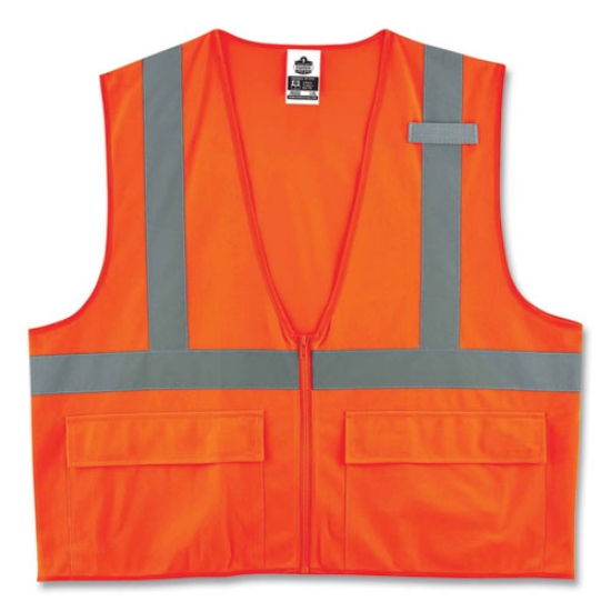 Picture of GloWear 8225Z Class 2 Standard Solid Vest, Polyester, Orange, 2X-Large/3X-Large, Ships in 1-3 Business Days