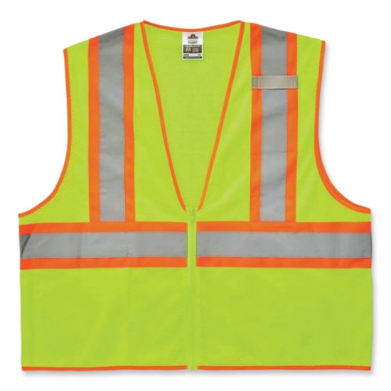 Picture of GloWear 8229Z Class 2 Economy Two-Tone Zipper Vest, Polyester, 4X-Large/5X-Large, Lime, Ships in 1-3 Business Days