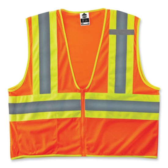 Picture of GloWear 8229Z Class 2 Economy Two-Tone Zipper Vest, Polyester, X-Small, Orange, Ships in 1-3 Business Days