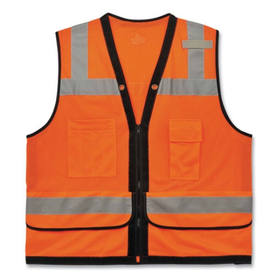 Picture of GloWear 8253HDZ Class 2 Heavy-Duty Mesh Surveyors Vest, Polyester, 2X-Large/3X-Large, Orange, Ships in 1-3 Business Days