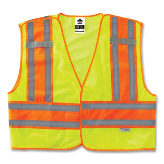 Picture of GloWear 8245PSV Class 2 Public Safety Vest, Polyester, 2X-Large/3X-Large, Lime, Ships in 1-3 Business Days