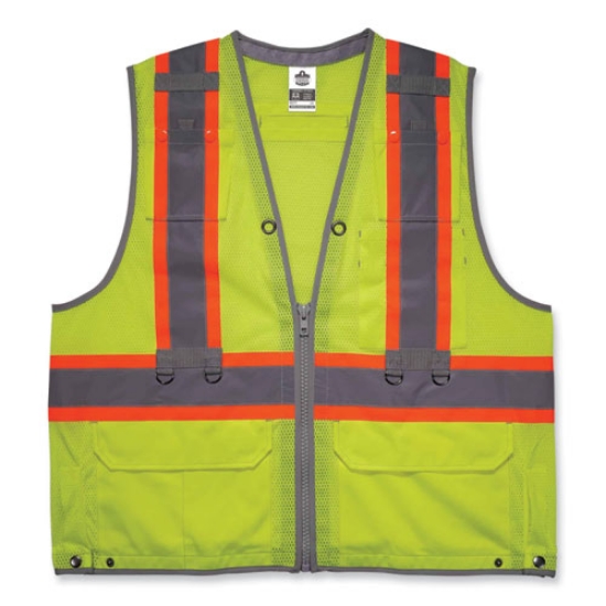 Picture of GloWear 8231TV Class 2 Hi-Vis Tool Tethering Safety Vest, Polyester, 2X-Large/3X-Large, Lime, Ships in 1-3 Business Days