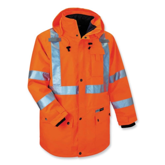Picture of GloWear 8385 Class 3 Hi-Vis 4-in-1 Jacket, Small, Orange, Ships in 1-3 Business Days