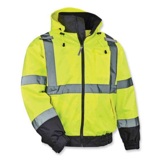 Picture of GloWear 8379 Class 3 Hi-Vis Fleece Lined Bomber Jacket, Lime, Medium, Ships in 1-3 Business Days