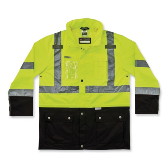 Picture of GloWear 8386 Class 3 Hi-Vis Outer Shell Jacket, Polyester, 5X-Large, Lime, Ships in 1-3 Business Days
