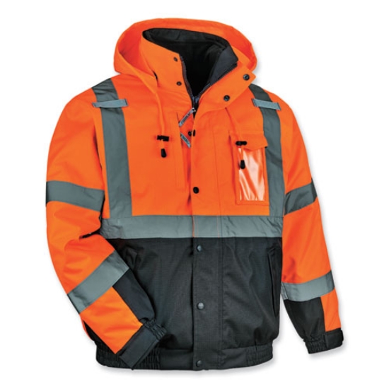 Picture of GloWear 8381 Class 3 Hi-Vis 4-in-1 Quilted Bomber Jacket, Orange, Small, Ships in 1-3 Business Days